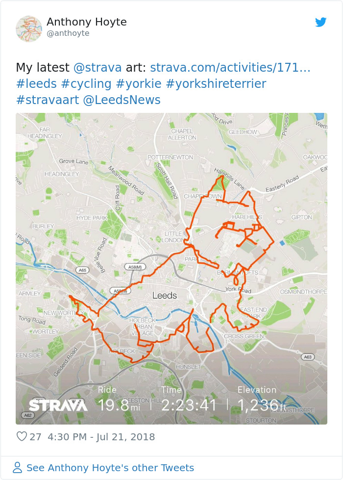Cyclist Spends 9 Hours Pedaling Around London To Create An Image Of A Reindeer On A Fitness App