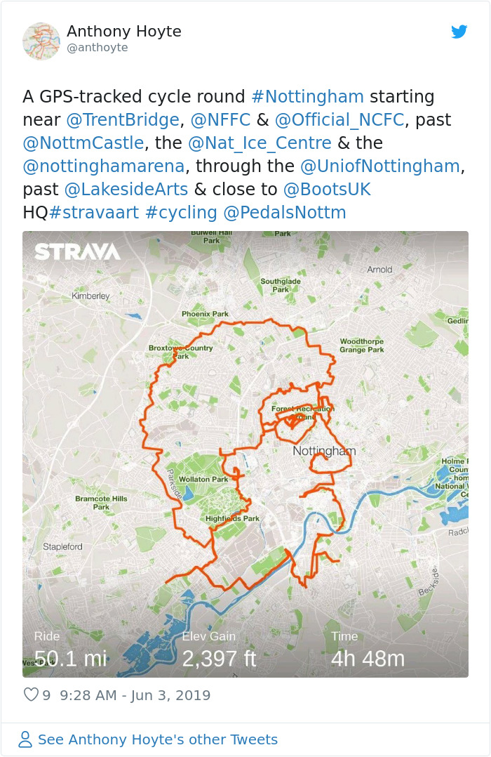 Cyclist Spends 9 Hours Pedaling Around London To Create An Image Of A Reindeer On A Fitness App