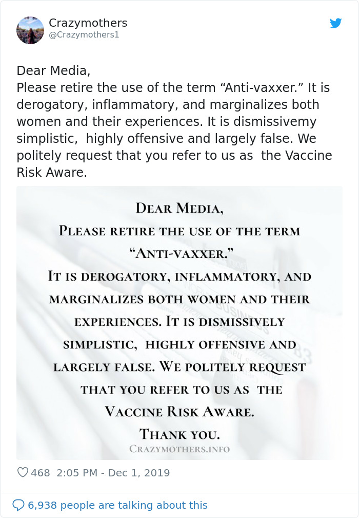 Parents’ Group Asks For The Term ‘Anti-Vaxxers’ To Be Retired, But They Won’t Be Pleased With The Alternatives Suggested By Twitter