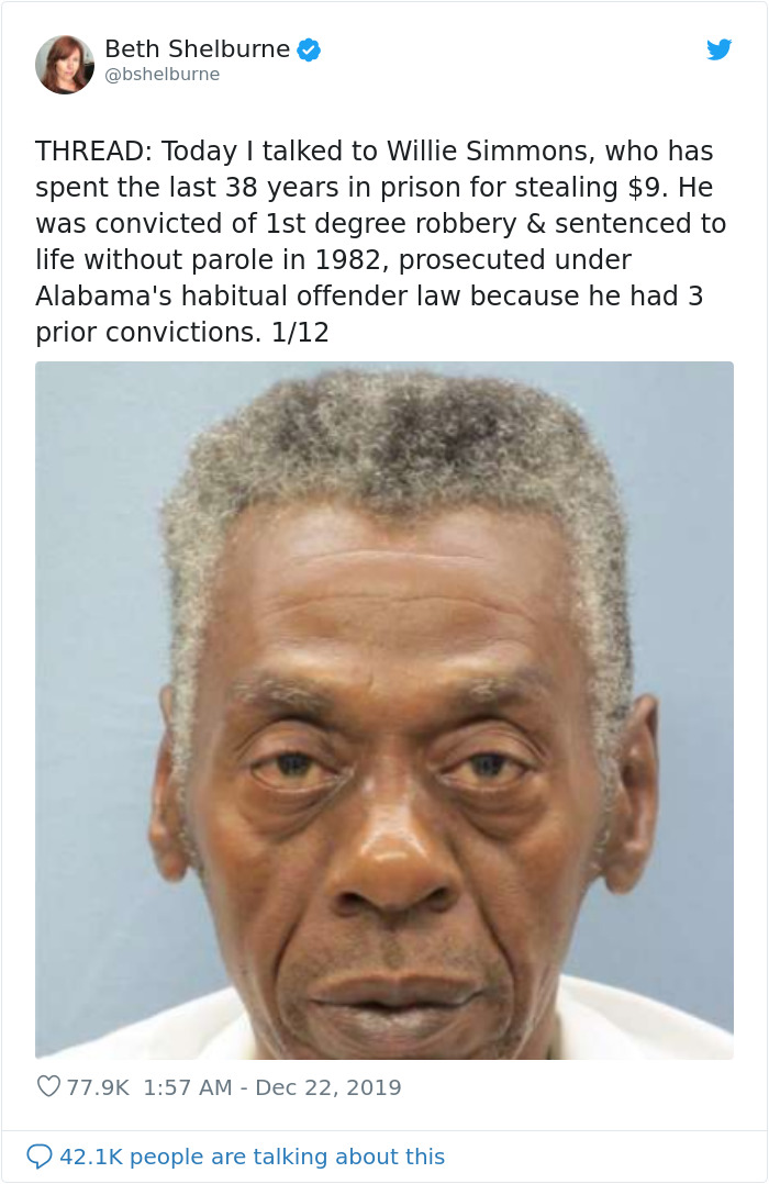 This Man Has Been In Prison For The Past 38 Years Since He Was Sentenced To Life For Stealing $9 In 1982