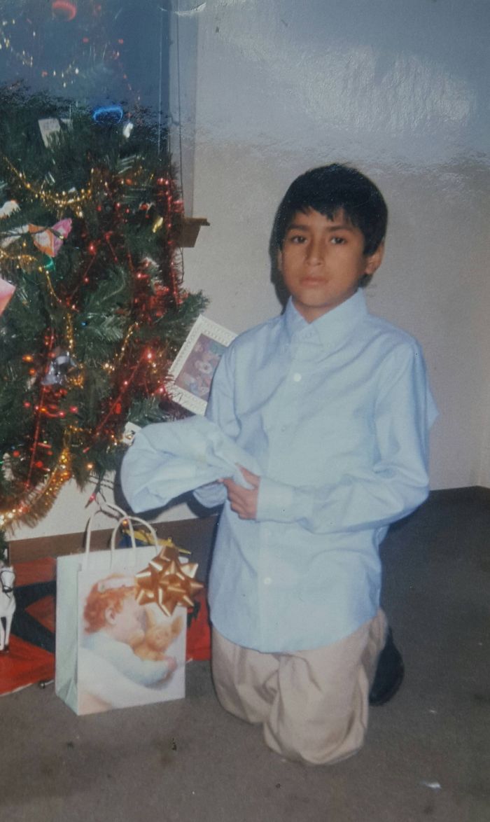 The Disappointment In My Face After Getting The Same Shirt I'm Wearing For Christmas When I Was 11