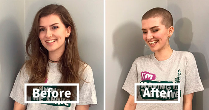 30 Pics Of People Before And After Cutting Their Long Hair To Donate It To Cancer Patients