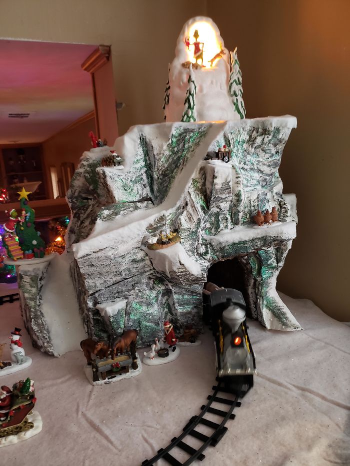 The Mountain I Carved From Foam For My Christmas Village