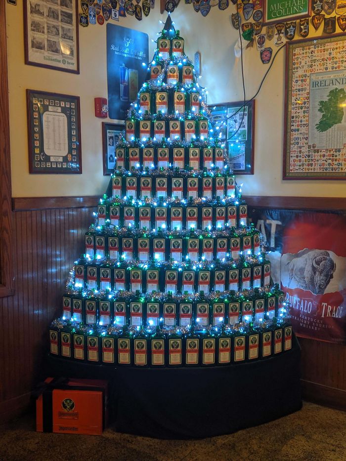 The Jager Christmas Tree We Built At My Bar