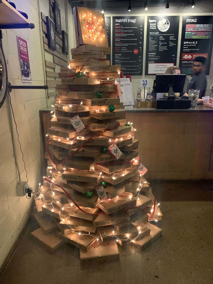This Pizza Box Christmas Tree At A Local Pizza Shop