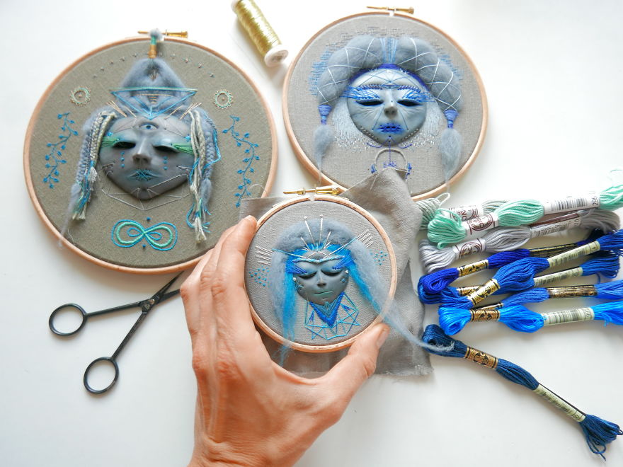 Artist Breaks All Embroidery Rules And Stitches Clay On Wooden Hoops The Outcome Is Mind Blowing!