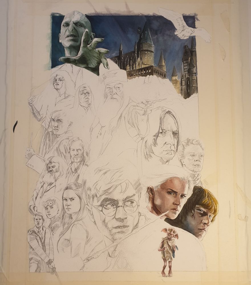 I Made A Watercolor Painting Of Harry Potter's Cast