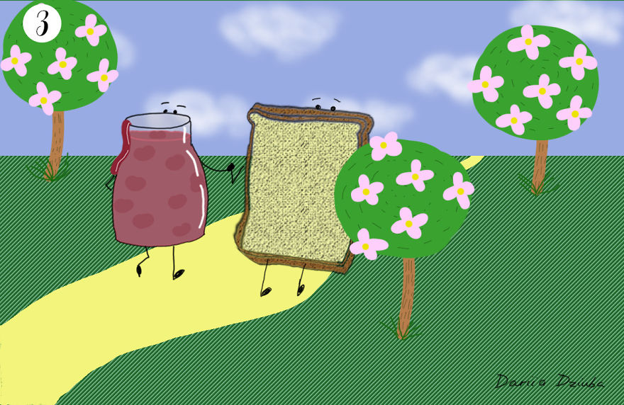 I Illustrated A Love Story Between Toast And Jam (11 Images)
