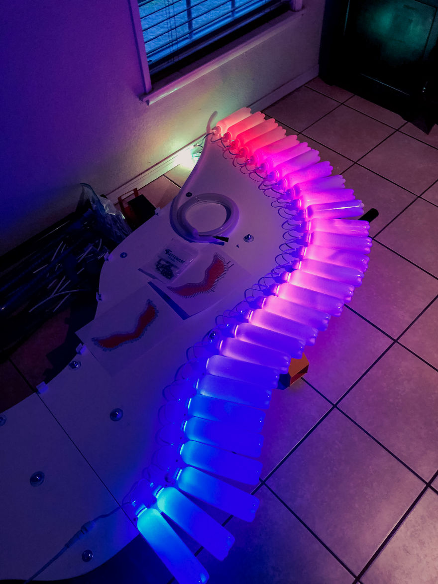 My Family And I Created A Led Angel Wing Light Sculpture Using 300 Recycled Water Bottles