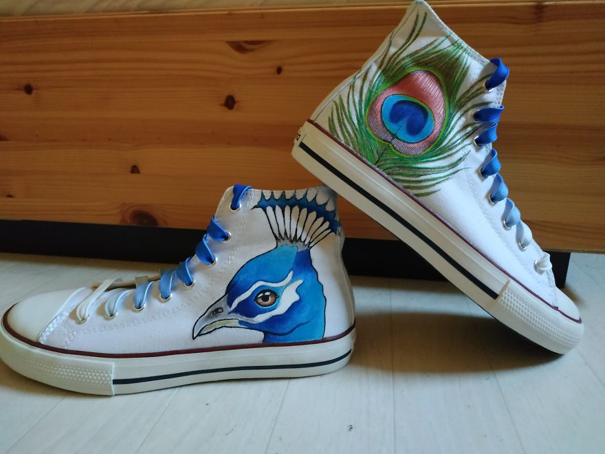 Peacock And Feather, On Victoria Shoes