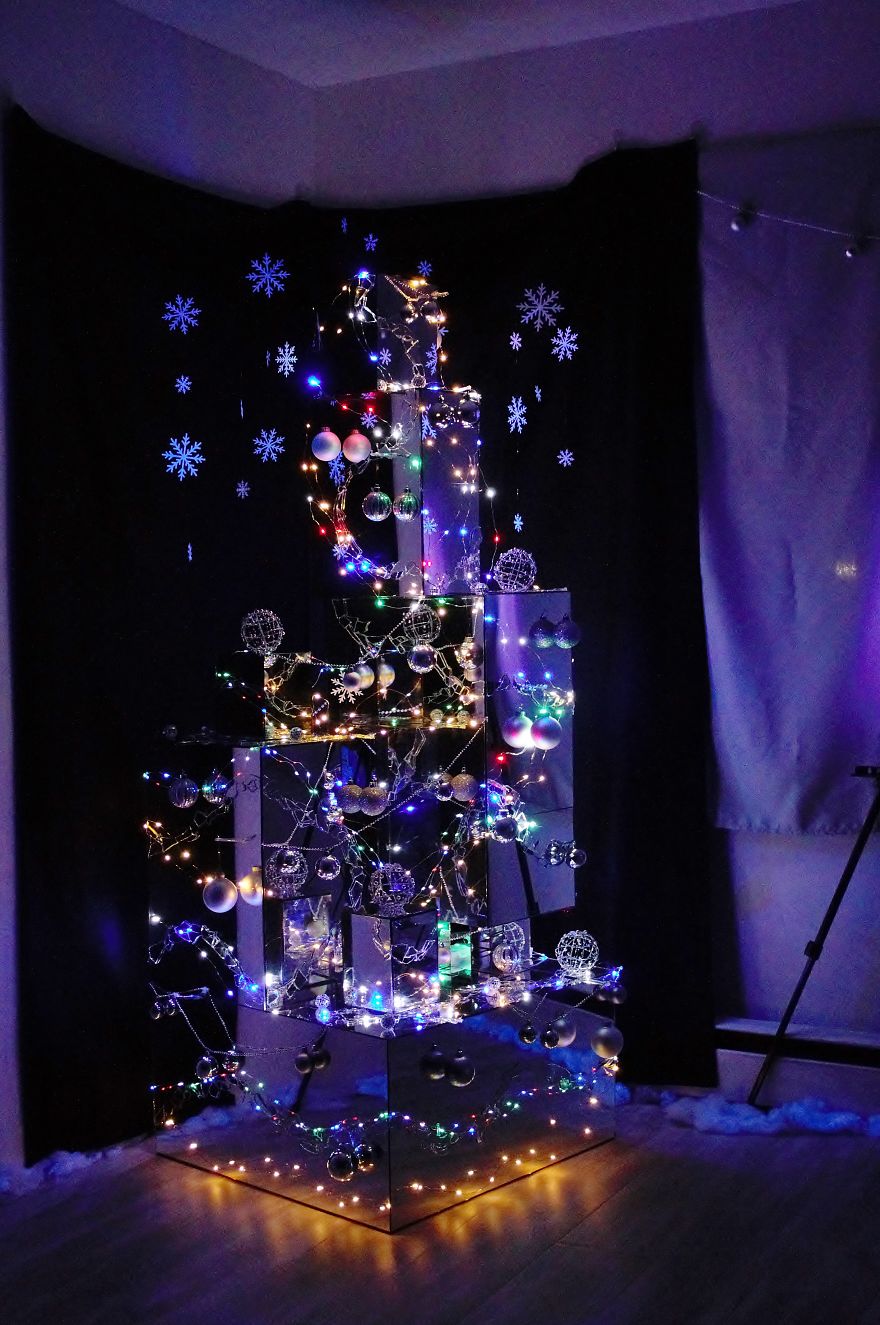 We Continue Our Tradition Of Making Unconventional Christmas Trees And This Year We Made One From Old Mirrors (21 Pics)