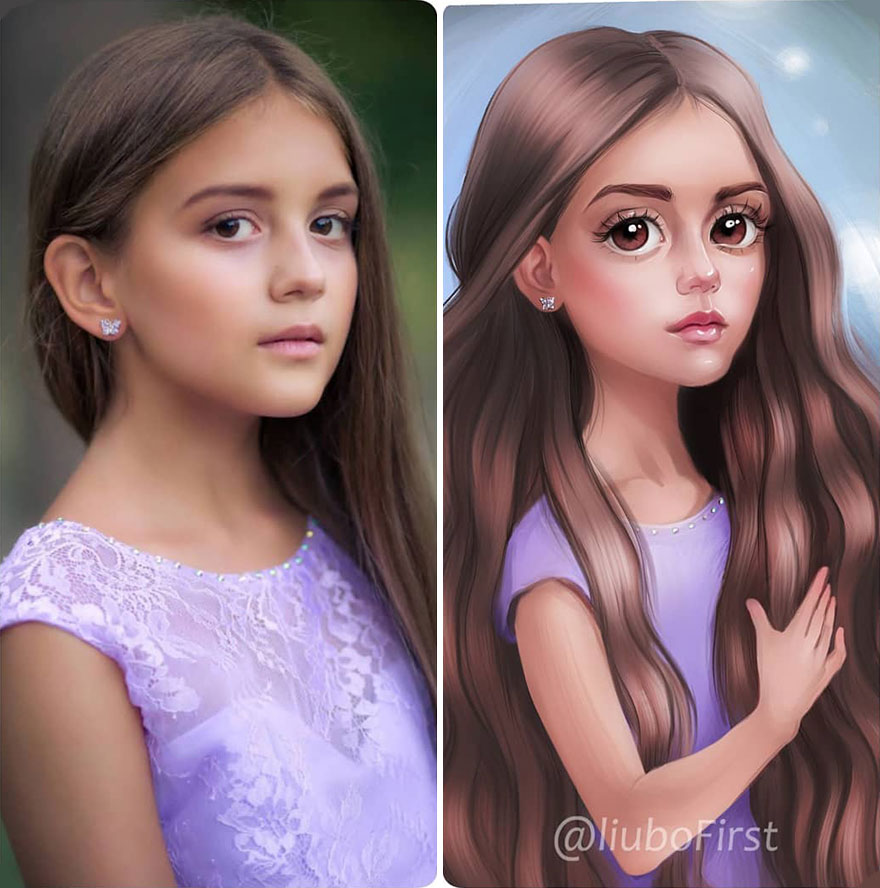 Illustrator Turns Kids Photo Into Cute And Amazing Caricatures