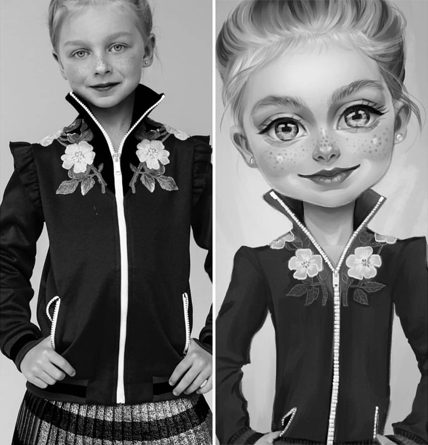 Illustrator Turns Kids Photo Into Cute And Amazing Caricatures