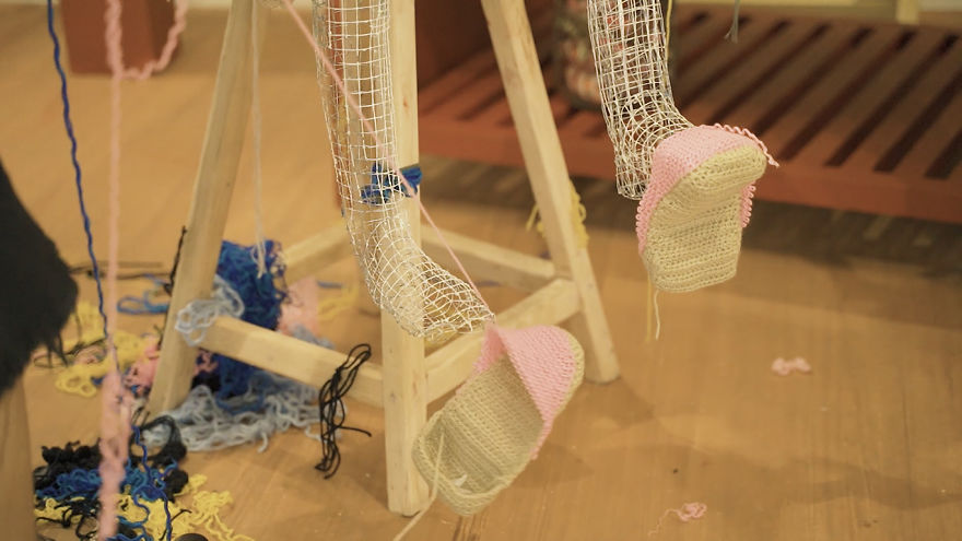 Interactive Crochet Installation For Dementia