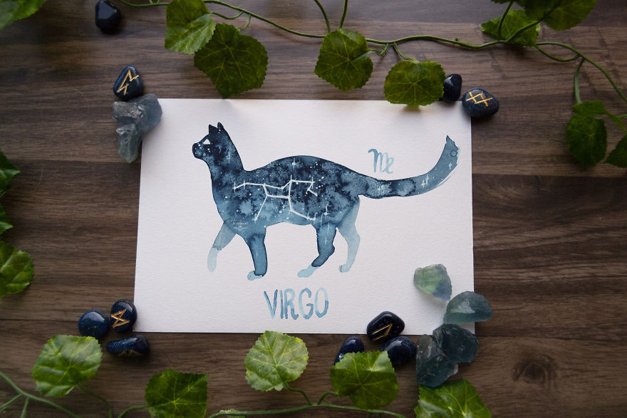 Twelve Zodiac Signs As Constellation Cats