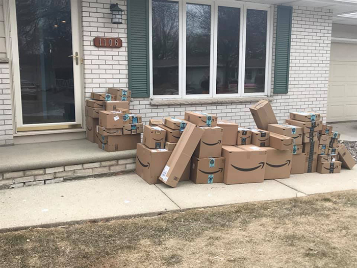 This Woman Was Saving Amazon Boxes For 6 Months Only To Prank Her Husband