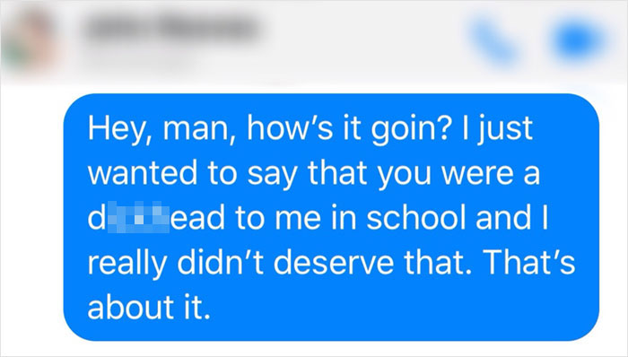Guy Messages His Former Bully He Hasn’t Spoken To In 15 Years, Posts His Reply Online