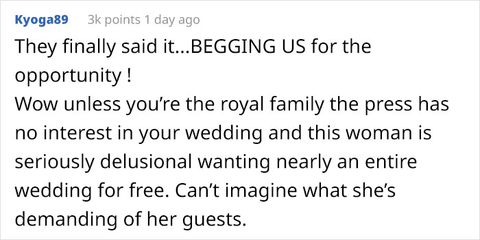 'I'm Not Rich But I Deserve A Nice Wedding', Delusional Bride Expects To Pay Everyone With 'Exposure'