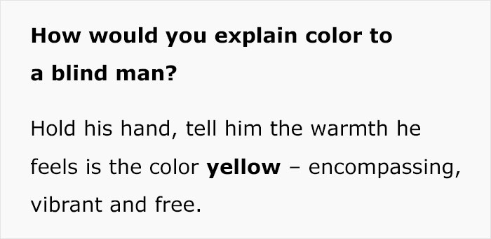 Blind Woman Shares How People Explained Colors To Her When She Was Little, Other People Try Explaining Them Too