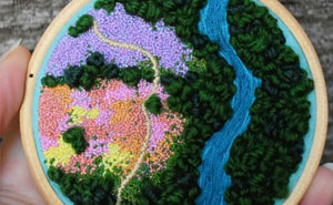 Embroidery Artist Captures Entire Lush Landscapes In These Tiny Embroidery Pieces (40 Pics)