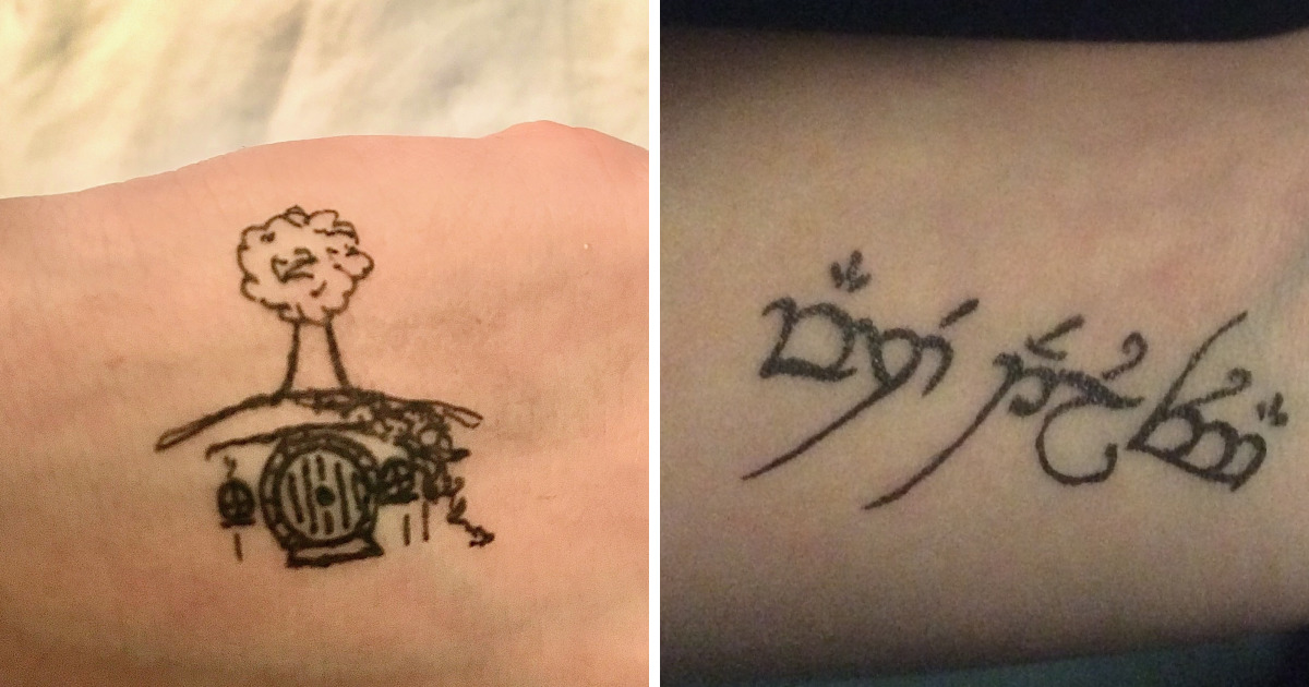 I Drew J. R. R. Tolkien Inspired 'Tattoos' While I Was Bored At School |  Bored Panda
