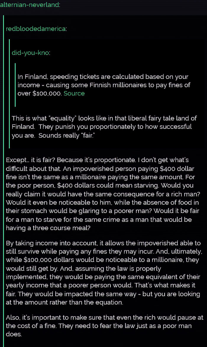 Finland Has 100k Speeding Fines For Millionaires, While People Question If It’s Fair, Tumblr User Points Out How Fair It Is