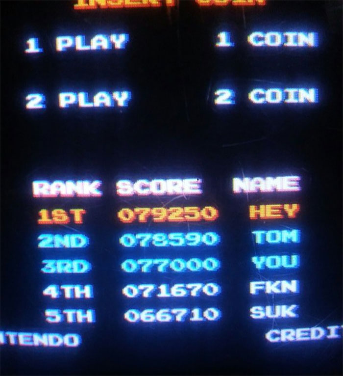 Tom Beat This Guy's Score On Mario Bros, So He Took His Revenge With This Nice Little Message