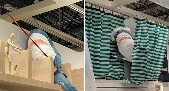 22 Times IKEA Customers Spotted Shark Plushies “Doing Human Things” At Their Stores