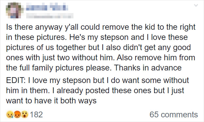 People Shame Mom For Asking Her Stepson To Be Photoshopped Out Of Family Pics, She Responds To Backlash