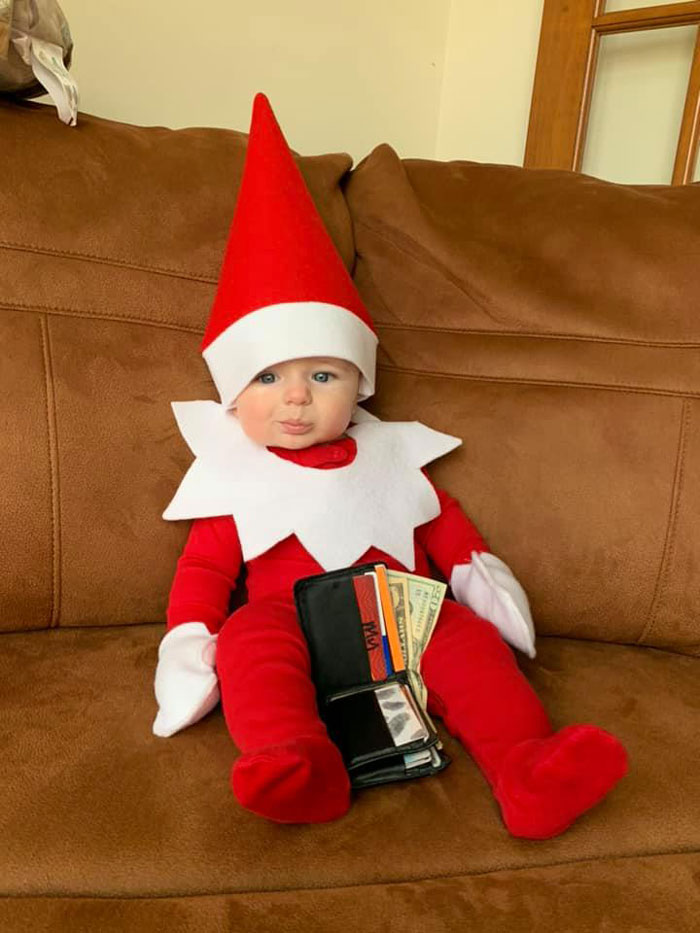 Every Advent Day This Mom Took A Photo Of Her Baby, Dressed As A Baby Elf On The Shelf