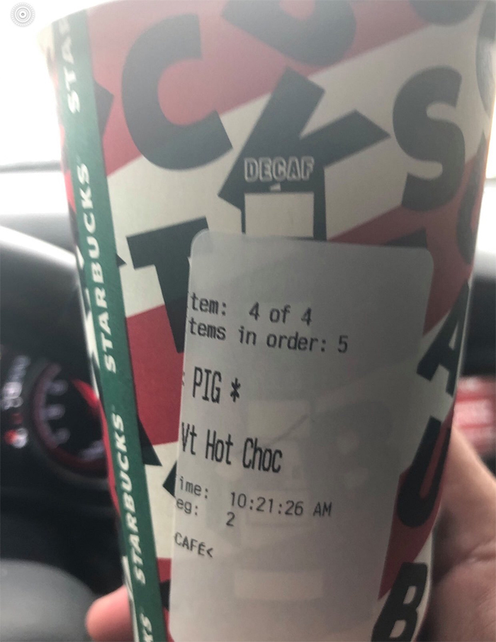 Cop Says Barista Wrote "Pig" On His Cup, Starbucks Reacts By Firing Her (Update: It's A Hoax)