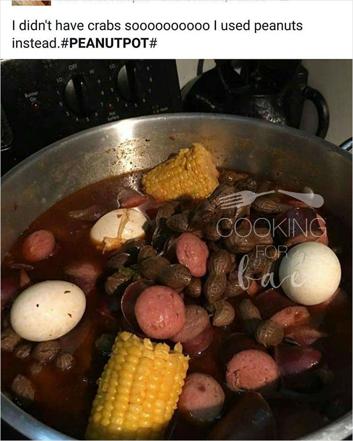 Bae Still Trying To Figure This Gumbo Thang Out. Somebody Get George Washington Carver On The Phone So He Can Tell Her This Is Not One Of The Uses Of Peanuts!