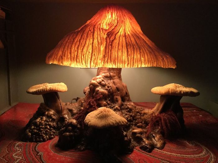 So I Found And Bought This Vintage Magic Mushroom Lamp Today Made From Coral And What I Presume Is Burl Wood