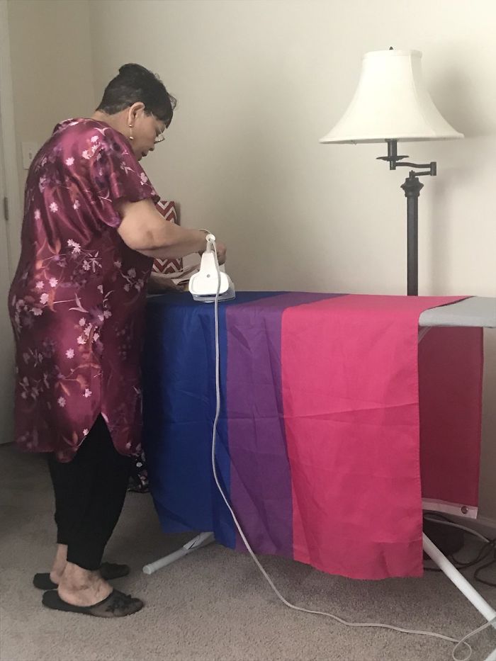 I Got Up This Morning To Get Ready For DC Pride Parade. My Grandma Walked Into My Room, Looked At My Bi Flag, And Said, “Oh, This Needs To Be Pressed Out” 