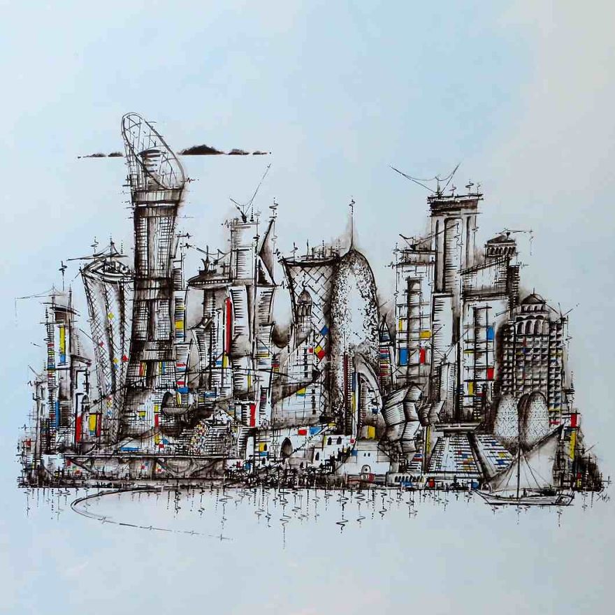 This Artist Portrays The Skylines Of Cities In A Surreal Way