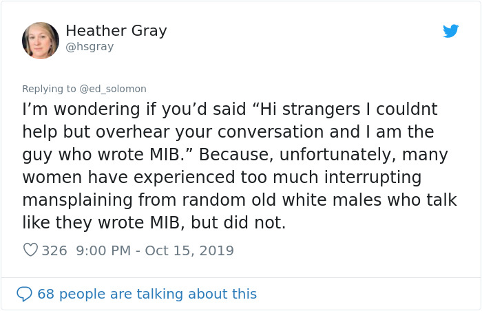 Women Tell Man Not To Mansplain "Men In Black" To Them, Turns Out He's The Writer