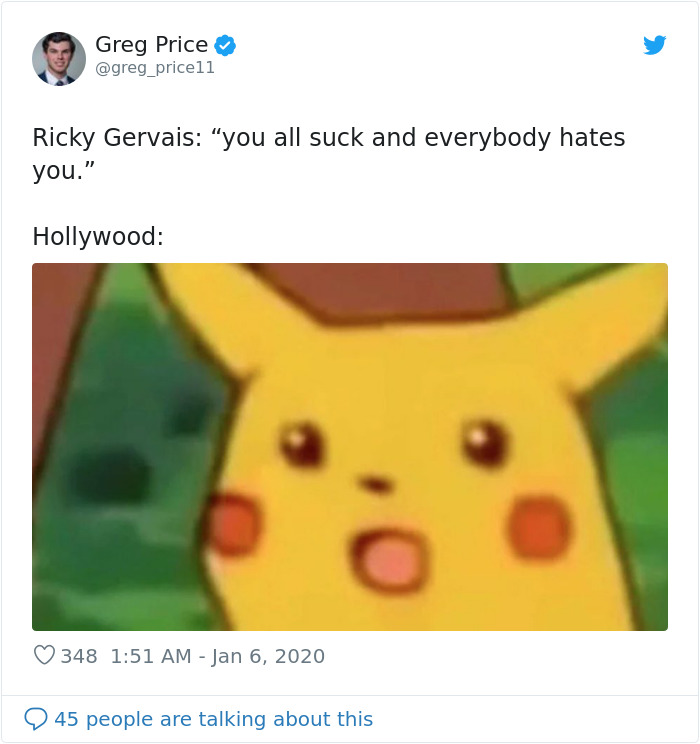 Hollywood Did Not Appreciate Ricky Gervais Roasting Them With His Golden Globes Monologue