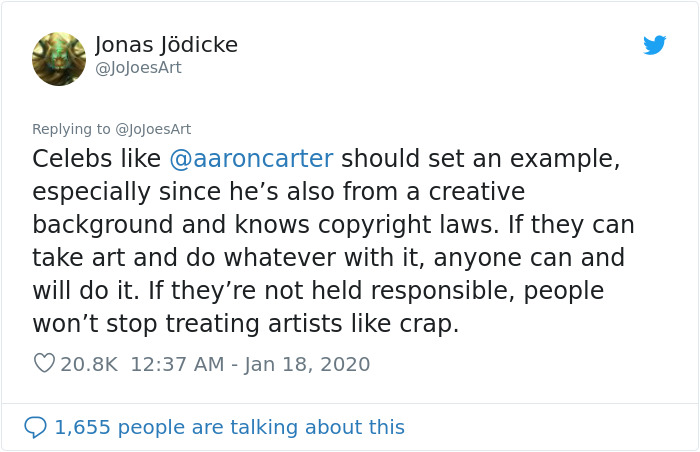 Artist Calls Out Aaron Carter For Ripping Off His Artwork To Promote Merch, And His Reply Is Even Worse Than The Stealing