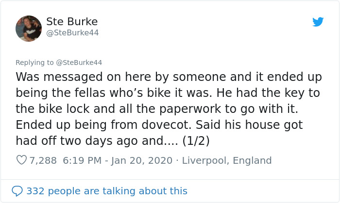 After Noticing A Stolen $1,760 Bike For Sale, This Man Buys It For $104 And Asks For Twitter's Help To Locate The Owner