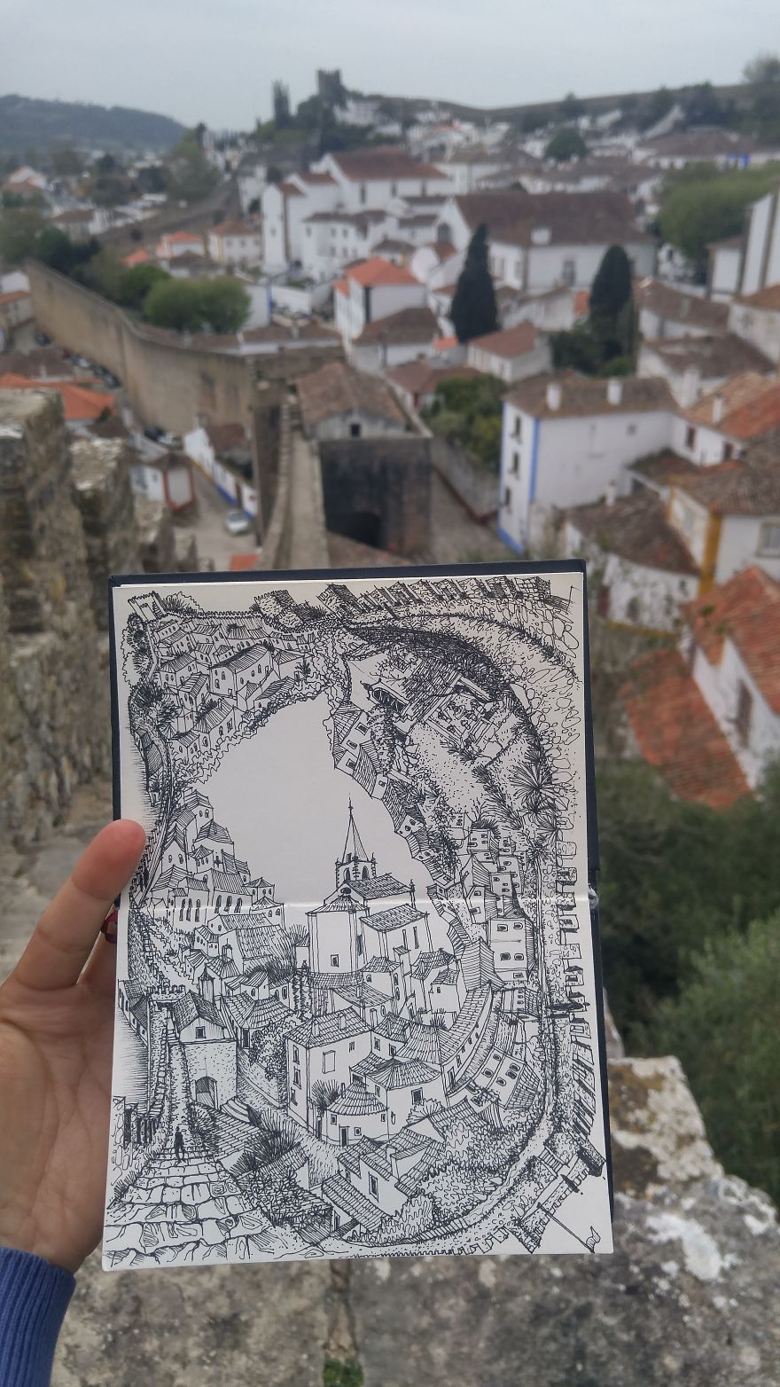 One Of My Absolute Favourite Compositions Depicting The City Of Obidos, Portugal With The Castel Walls Surrounding The Old Town
