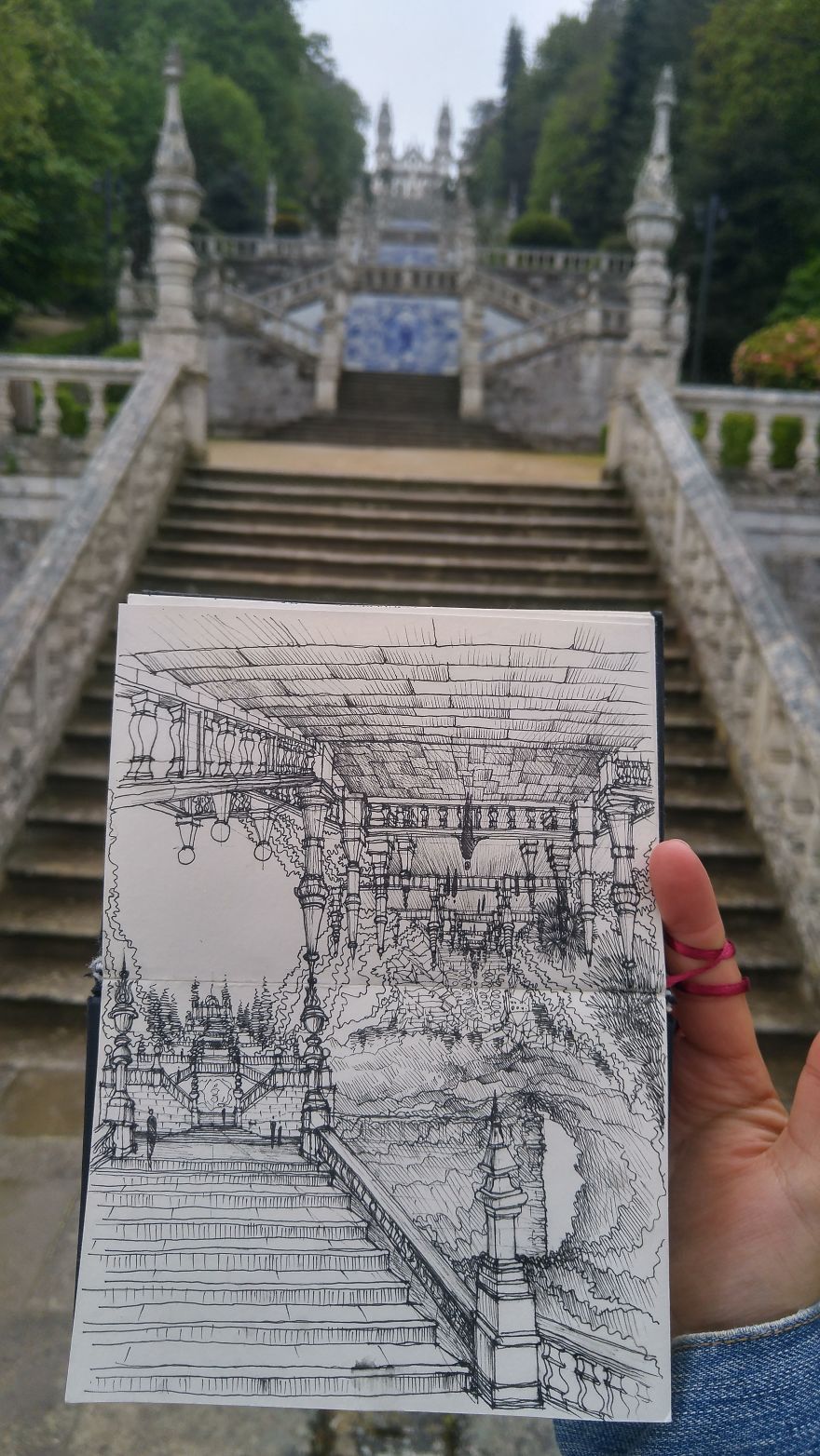 This "Stairway To Heaven" View Looked Similarly Amazing From Top And Bottom, So I Had To Draw Both