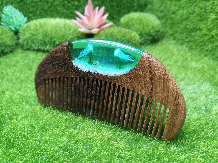 I Created This Jellyfish Comb Using Resin And Wood