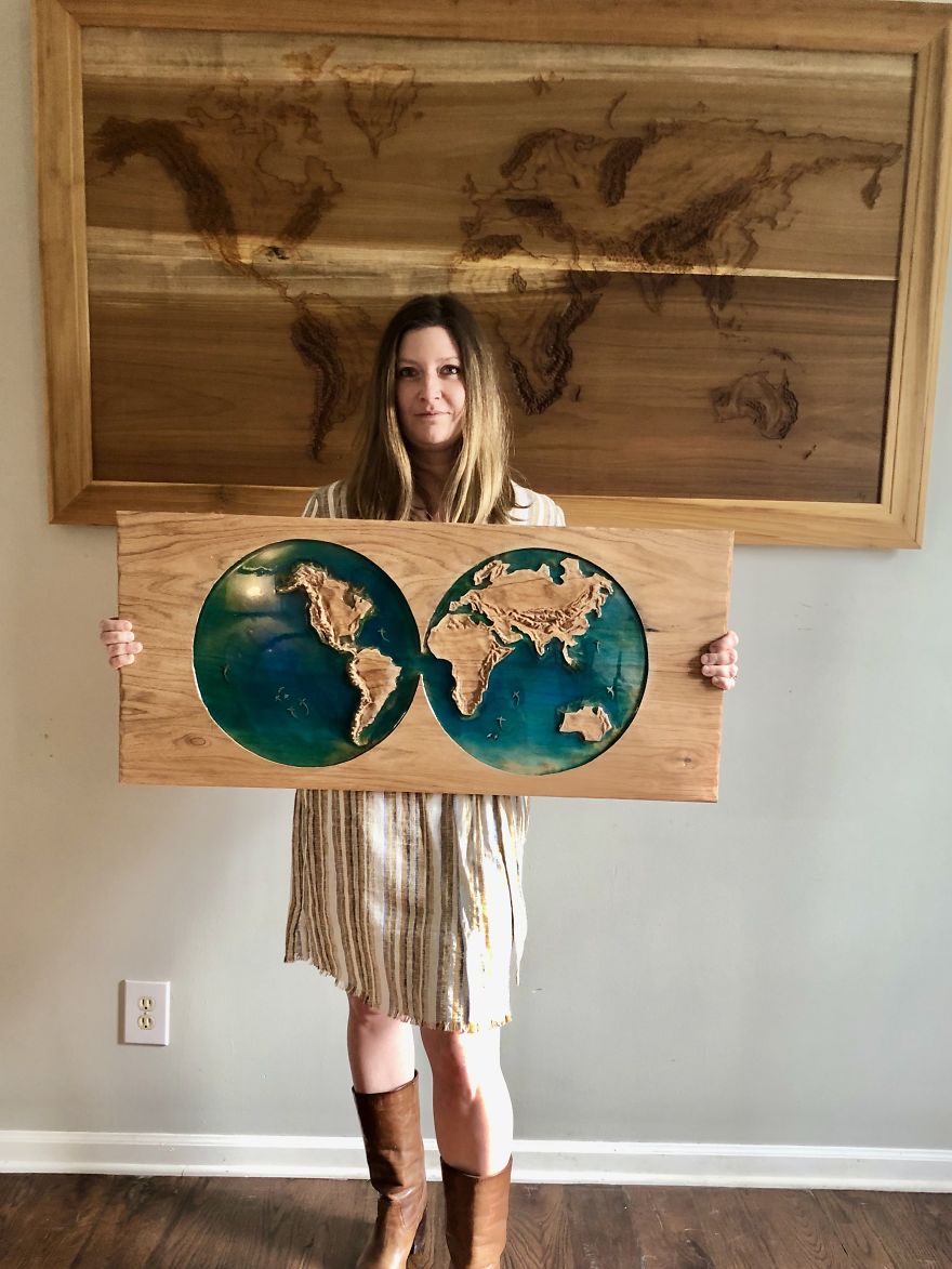 I Hand-Chiseled The World On Solid Wood