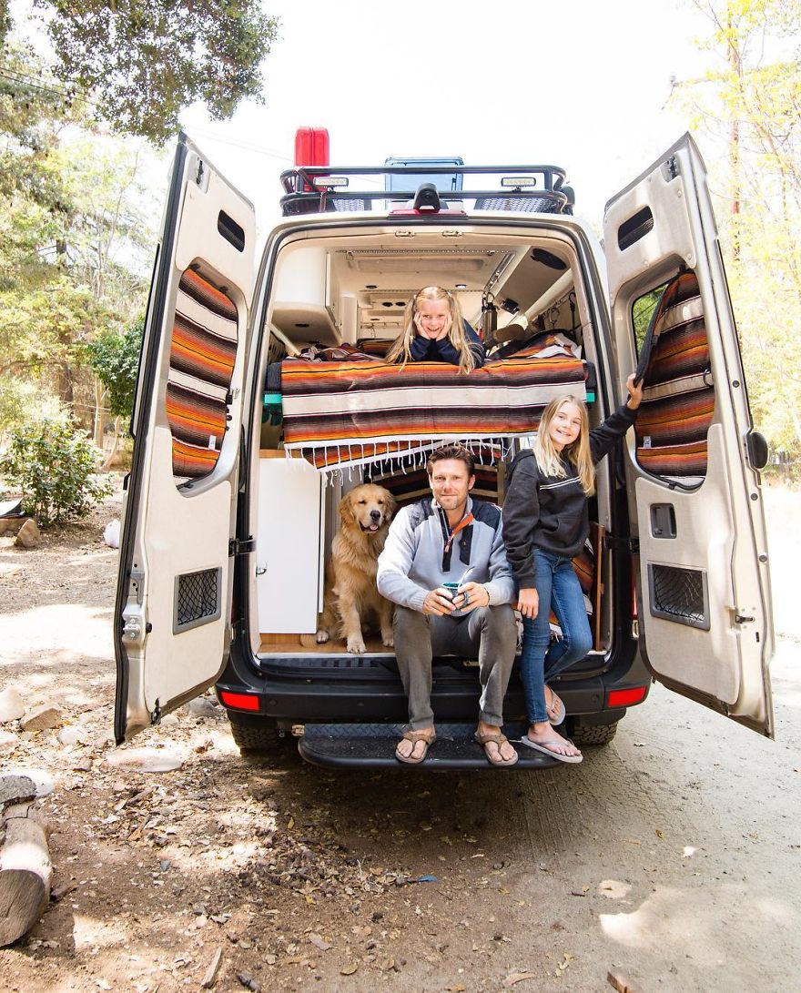 Divorced Dad Teams Up With His Young Daughters To Design A 4x4 Sprinter Camper Van