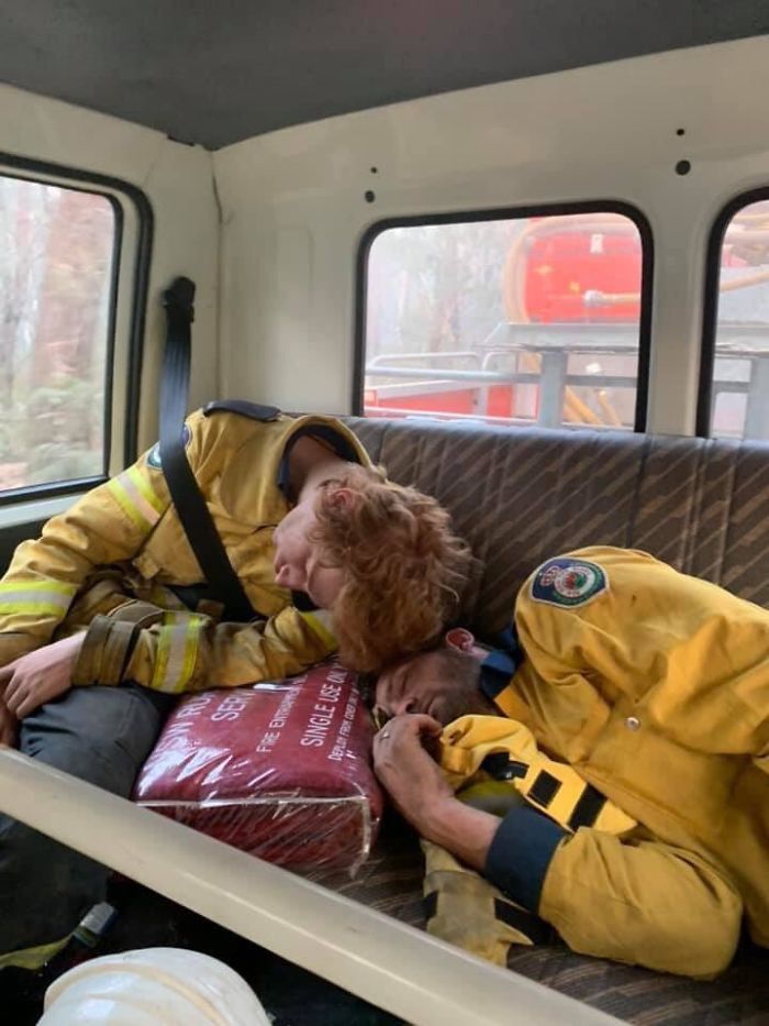 Exhausted Firefighters In Australia