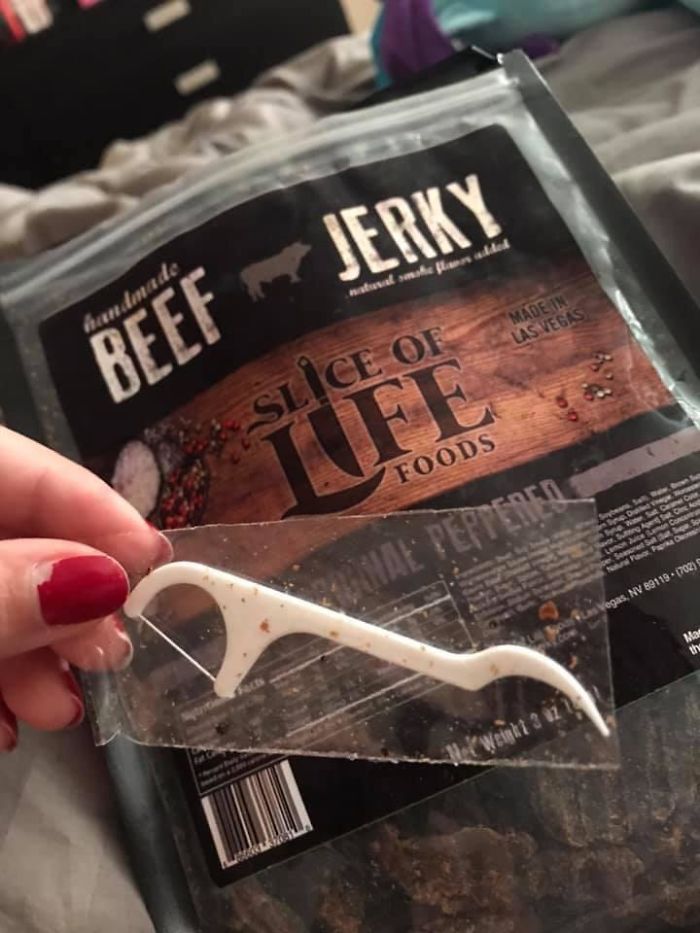 This Bag Of Beef Jerky Came With A Flosser