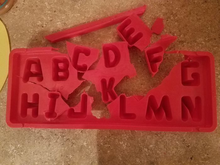 Alphabet Ice Cube Tray That Shatters When You Try To Get The Ice Cubes Out