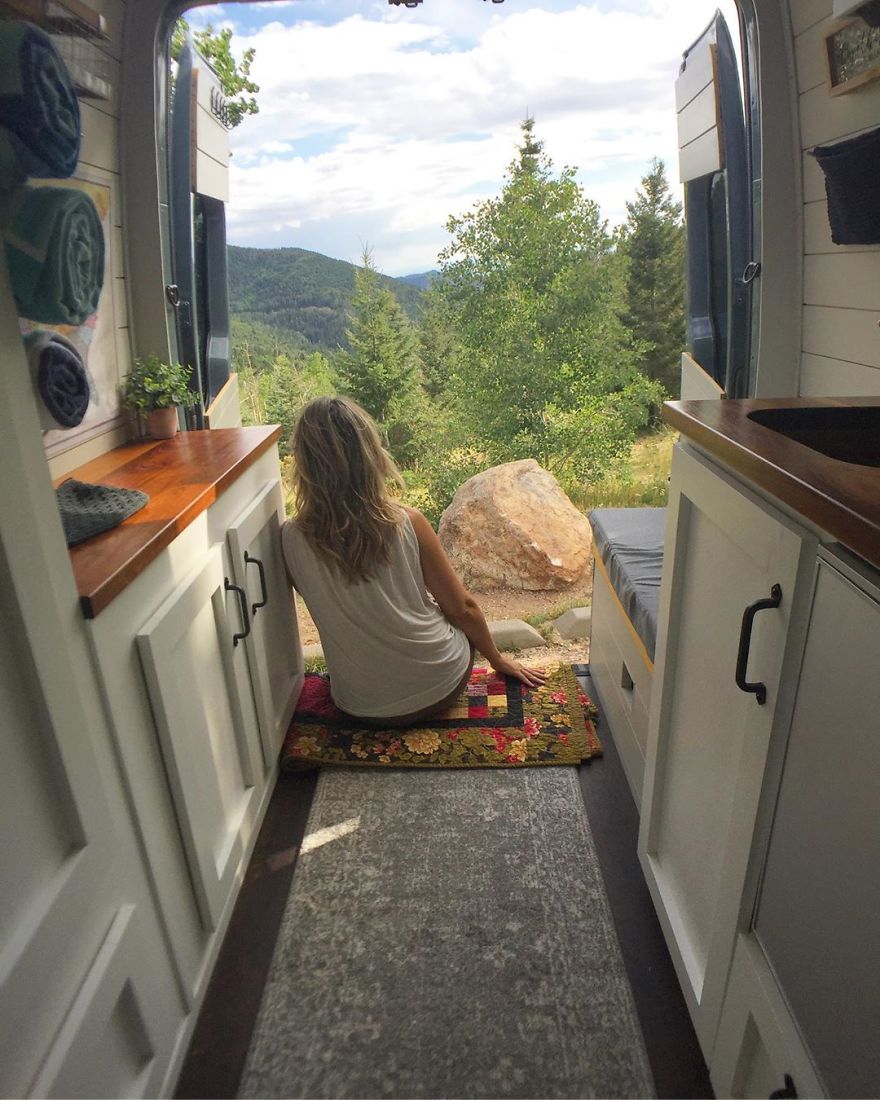 (Sprinter Van Interior) Empty Nester Downsized Vanlife.