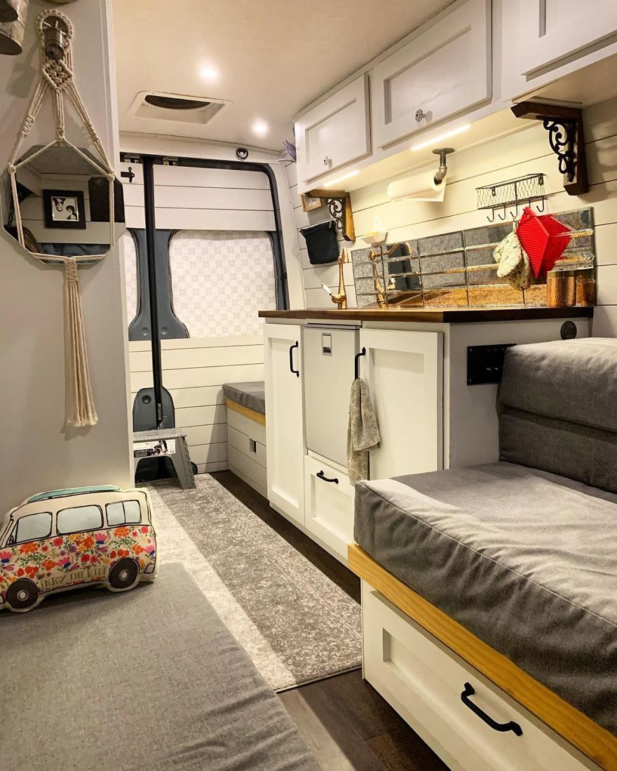 (Sprinter Van Interior) Empty Nester Downsized Vanlife.