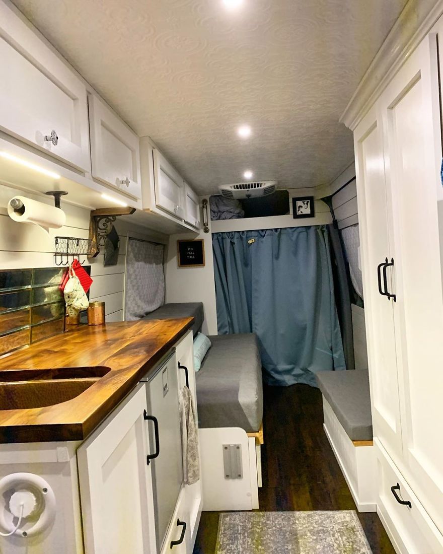 (Sprinter Van Interior) Empty Nester Downsized Vanlife.